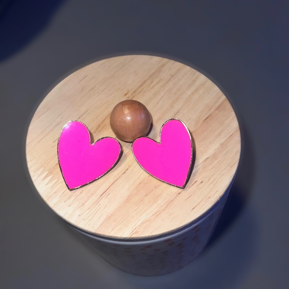 Hot pink heart earrings